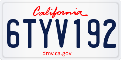 CA license plate 6TYV192