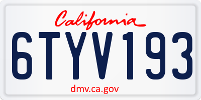 CA license plate 6TYV193