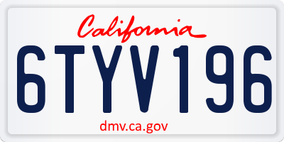 CA license plate 6TYV196