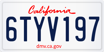 CA license plate 6TYV197