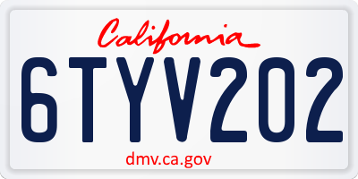 CA license plate 6TYV202