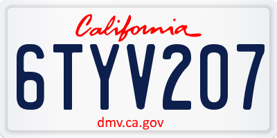 CA license plate 6TYV207