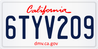 CA license plate 6TYV209
