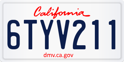 CA license plate 6TYV211