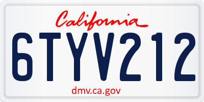 CA license plate 6TYV212
