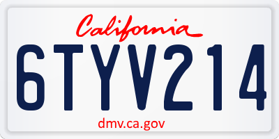 CA license plate 6TYV214