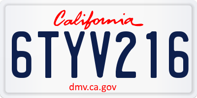 CA license plate 6TYV216