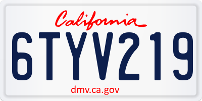 CA license plate 6TYV219