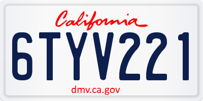 CA license plate 6TYV221