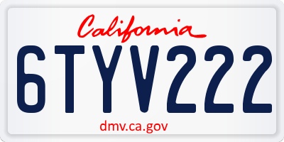 CA license plate 6TYV222