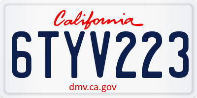CA license plate 6TYV223
