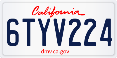 CA license plate 6TYV224