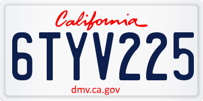 CA license plate 6TYV225