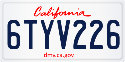 CA license plate 6TYV226