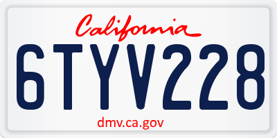 CA license plate 6TYV228