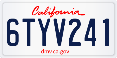 CA license plate 6TYV241