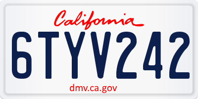 CA license plate 6TYV242