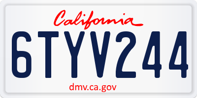 CA license plate 6TYV244