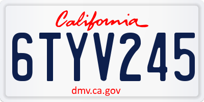 CA license plate 6TYV245