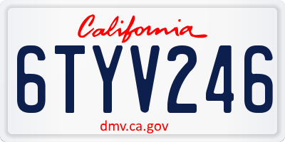 CA license plate 6TYV246
