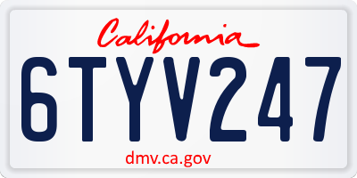 CA license plate 6TYV247