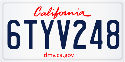 CA license plate 6TYV248
