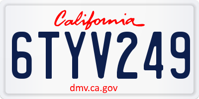 CA license plate 6TYV249