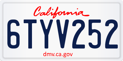 CA license plate 6TYV252