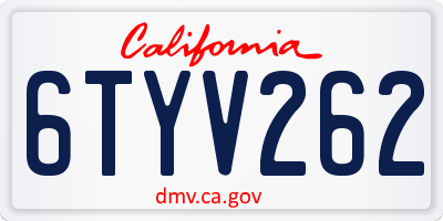CA license plate 6TYV262