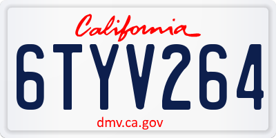 CA license plate 6TYV264