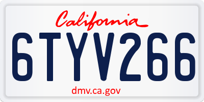 CA license plate 6TYV266