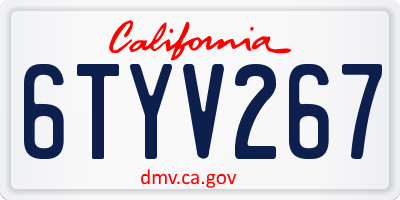 CA license plate 6TYV267