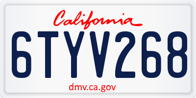 CA license plate 6TYV268
