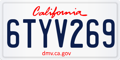 CA license plate 6TYV269
