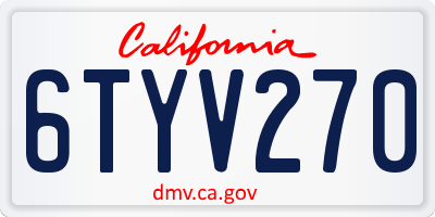 CA license plate 6TYV270