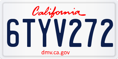 CA license plate 6TYV272