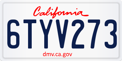 CA license plate 6TYV273