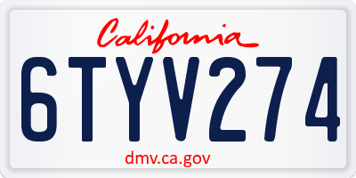 CA license plate 6TYV274