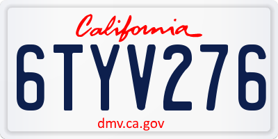 CA license plate 6TYV276