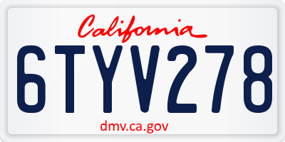 CA license plate 6TYV278