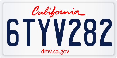CA license plate 6TYV282