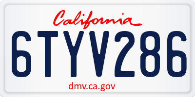 CA license plate 6TYV286