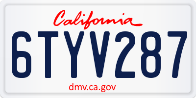 CA license plate 6TYV287