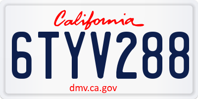 CA license plate 6TYV288