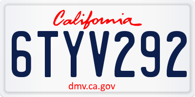 CA license plate 6TYV292