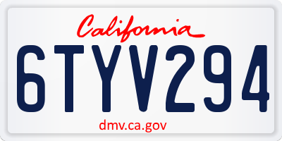 CA license plate 6TYV294