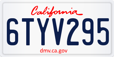 CA license plate 6TYV295