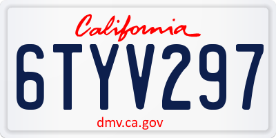 CA license plate 6TYV297