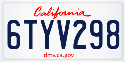 CA license plate 6TYV298