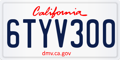 CA license plate 6TYV300
